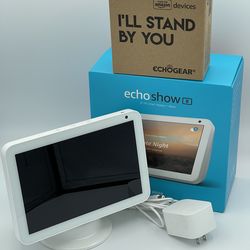 Amazon Echo Show 8, 1st Gen. + Tilt & Swivel Stand - White