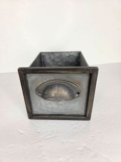 Galvanized Metal Storage Drawer Bin Industrial Farmhouse Gray Vignette