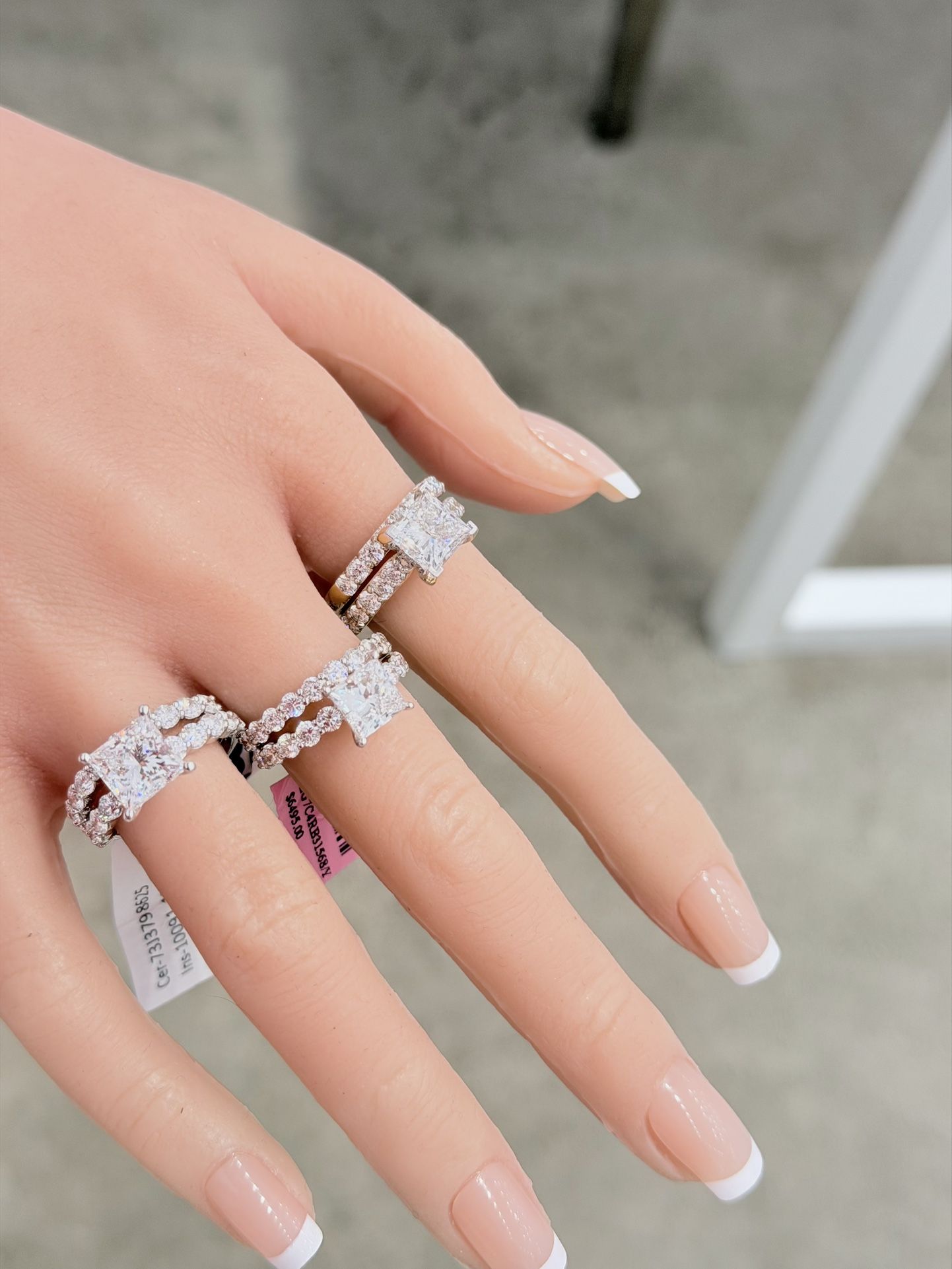 14kt 5.00Ctw VS2 Lab Diamond IGI Certified Princess Cut Bridal Ring Set