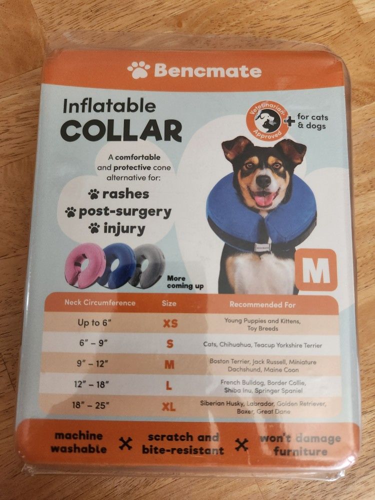 Bencmate Inflatable Dog Collar, Medium
