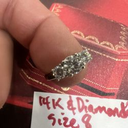 14K Solid White Gold Diamonds 💎 Wedding Ring ( OVER 1.5 Ct In NATURAL DIAMONDS ) Size 8