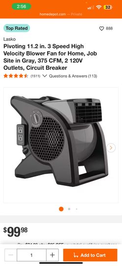 Lasko 3 Speed Job site Fan 