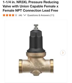 Wilkins 1-1/4 in. NR3XL Pressure Reducing Valve with Union Capable Female x Female NPT Connection