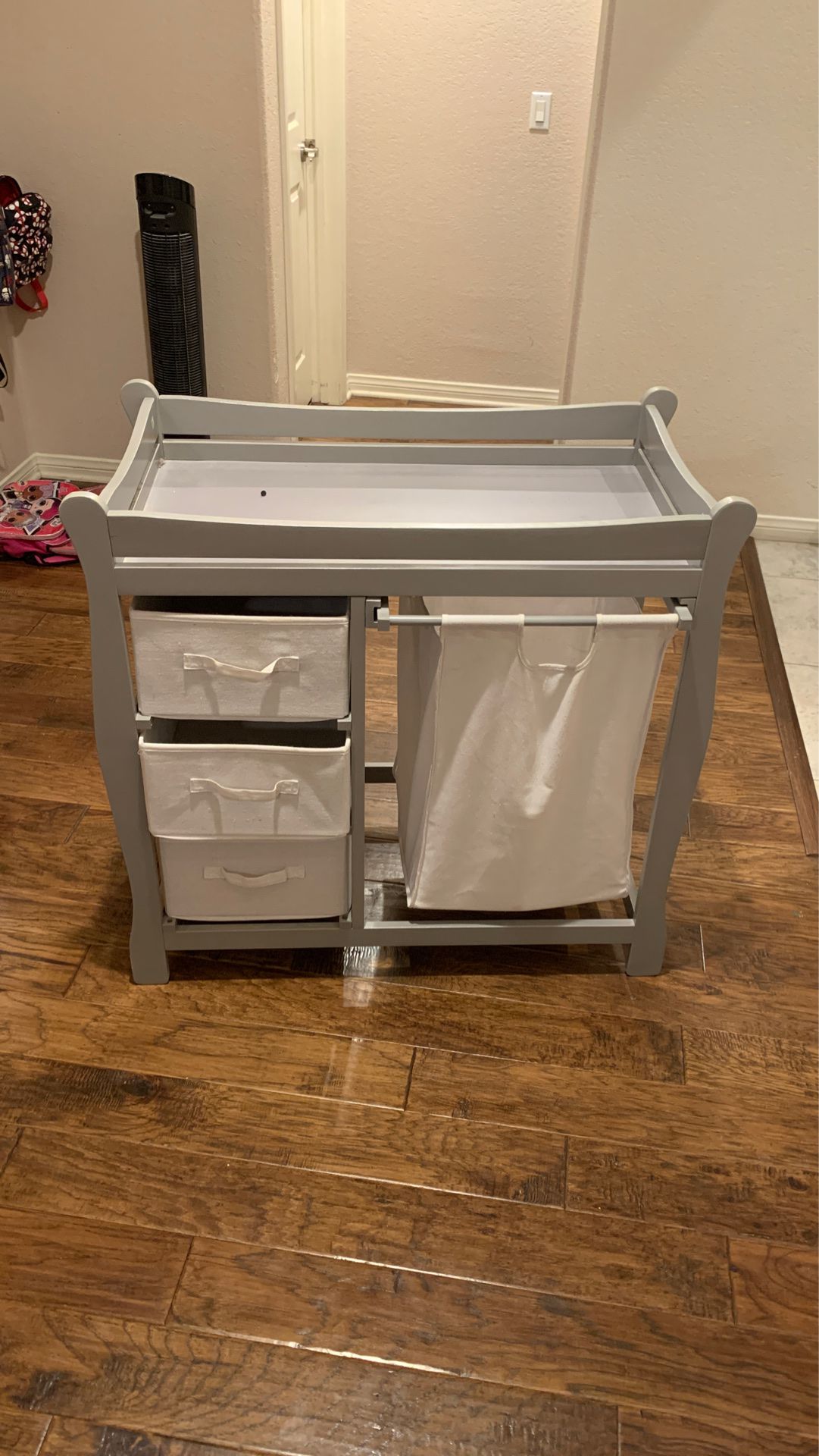 Changing table with storage & dirty clothes hamper
