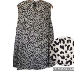 TORRID Top Animal Print Sleeveless Black and White Tunic Plus Size 2X LIKE NEW
