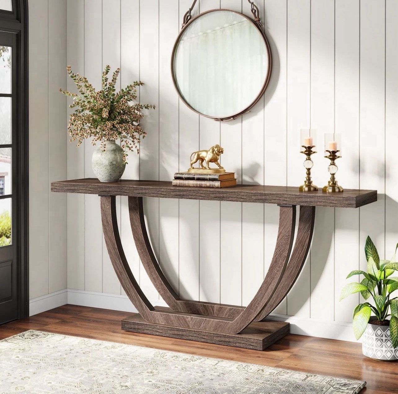 63" F-armhouse C-onsole T-able, 2-Tier Entryway S-ofa T-able