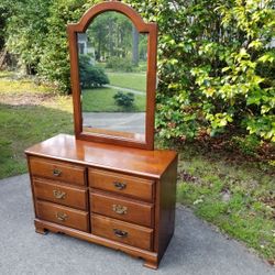 Vintage Wood Medium Dresser with Mirror 