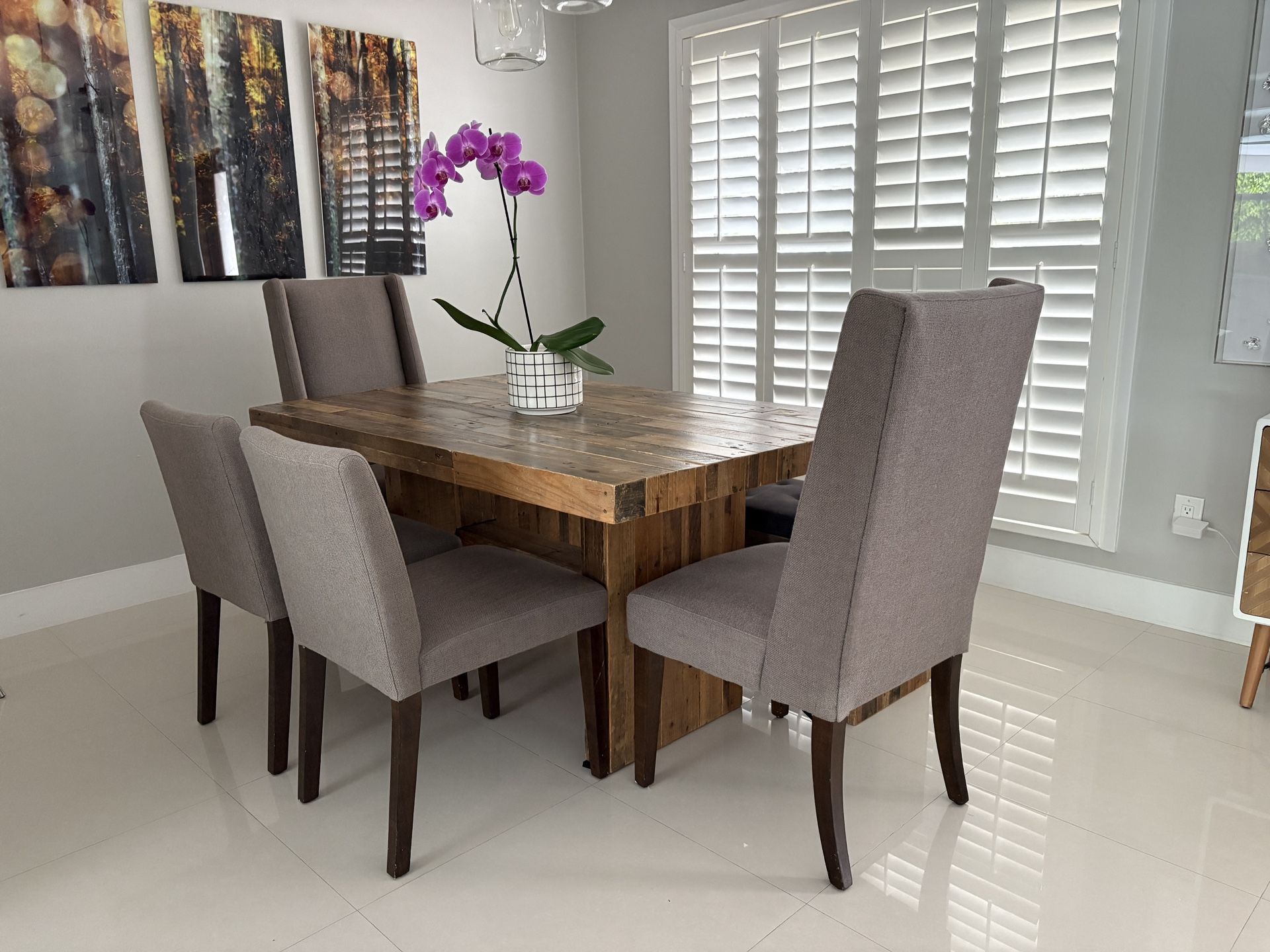 West Elm Dinning Table, Bench and Chairs