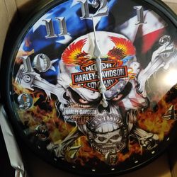 Harley Davidson Skull Clock With Led Lights 