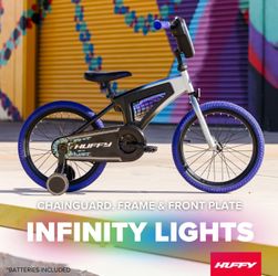 Huffy 18" Electro-Light Kids' Bike, Fits Riders 42"-49", Grey/Purple, Kids, Unisex