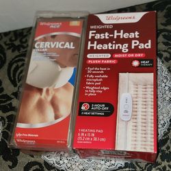 X2 NEW IN PACKAGE WALGREENS HEALTH CARE FIRST AIDE ACE CERVICAL COLLAR ONE SIZE HEATING PAD SET