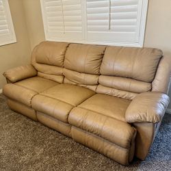 Genuine Leather Reclining Sofa & Loveseat – Very Comfortable