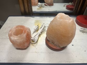 Himalayan Salt Lamp and Candle Holder Set