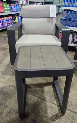 Outdoor Swivel Chair and Side Table Set