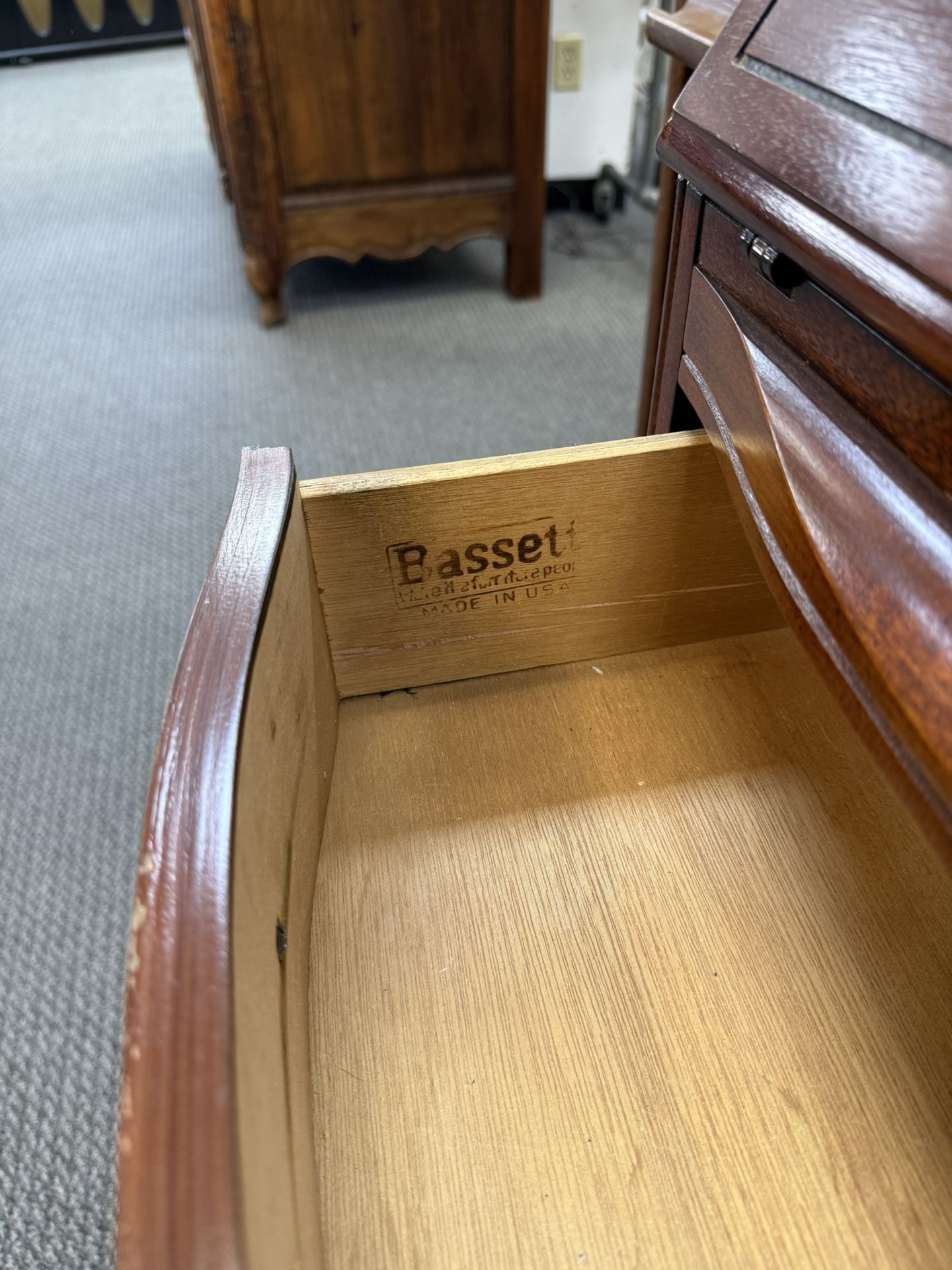 Basset Secretary Desk With Drawers& Display Hutch