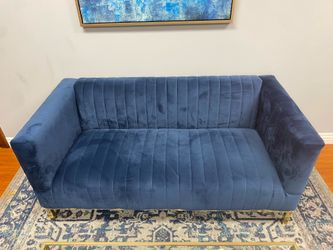 Navy blue couch.