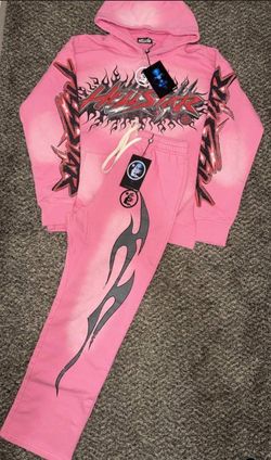 Hell star set pink & black sweat pants & hoodie Sizes S/M/L/XL