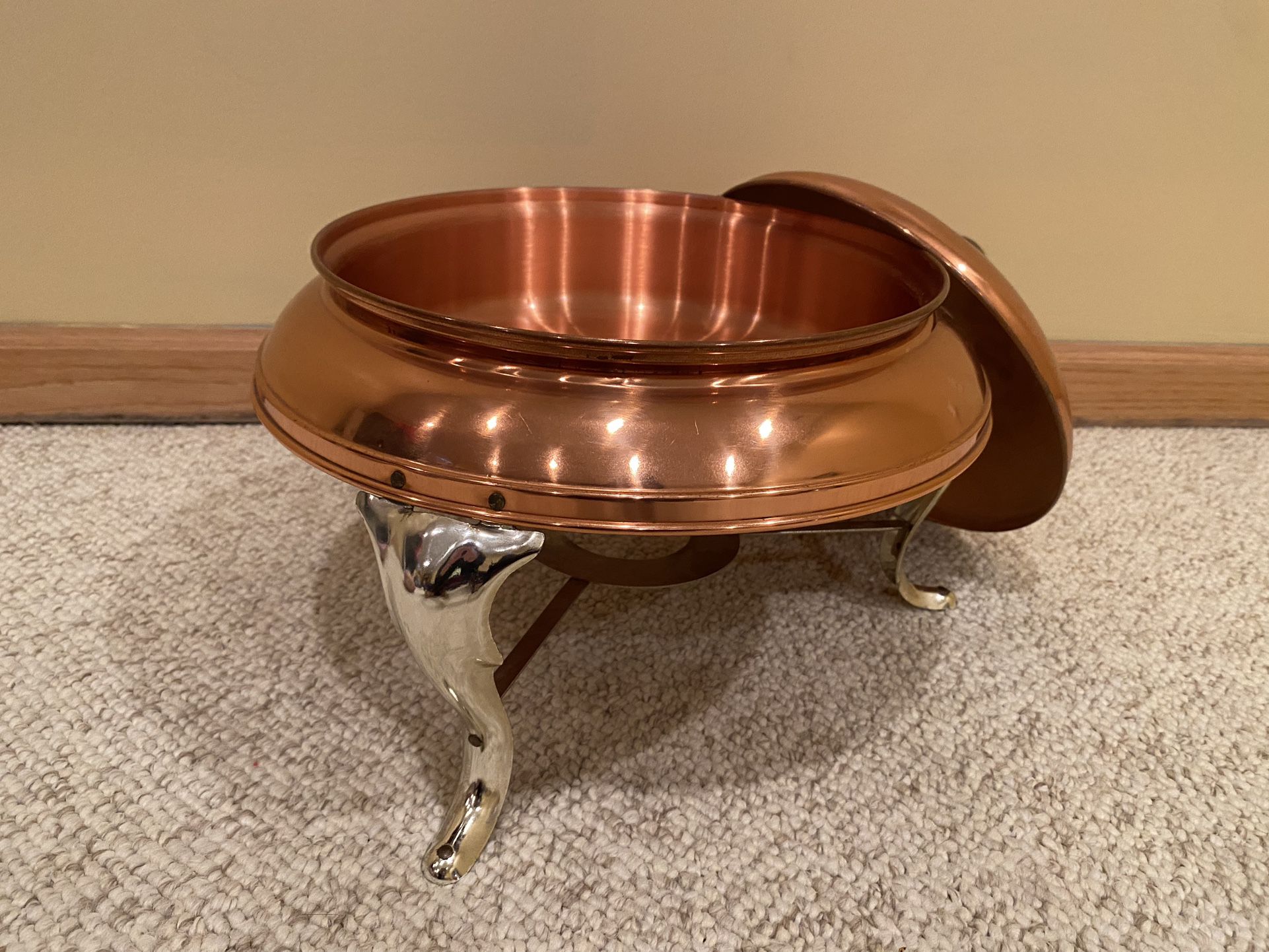 VINTAGE COPPER And Brass Chafing Dish Food Warmer
