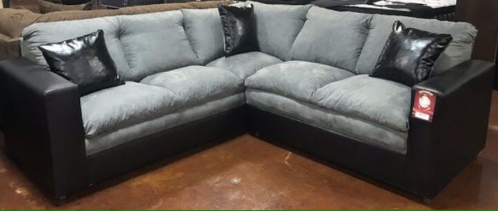 Grey and Black Sectional Sofa Couch!! Brand New Free Delivery