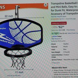 Trampoline Basketball Hoop With Pump And Mini Balls
