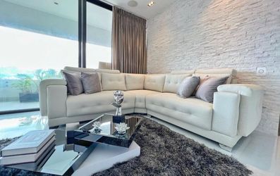 Large Cream Fabric Sectional Sofa