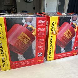 Eagle 5 Gallon Red Safety Gasoline Cans DAMAGED 