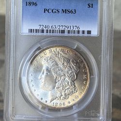 1896 Morgan Silver Dollar Graded Coin 