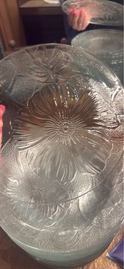 Clear Glass Embossed Floral/fruit plates