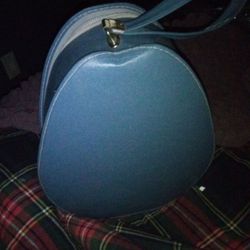 Vintage Blue Bag/Luggage With Zipper And Handle
