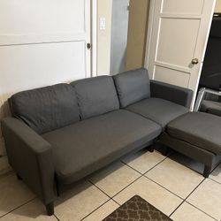 Small Space Sectional Couch with Chaise & Matching Ottoman – Brand New