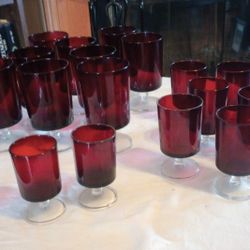 Lot Of 1970's Luminarc Cavalier Ruby Red Footed Glasses