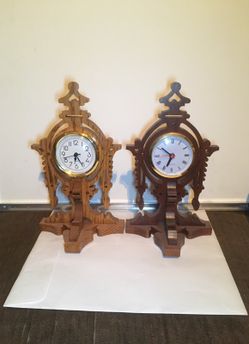 Battery operated, hand crafted wooden clock.