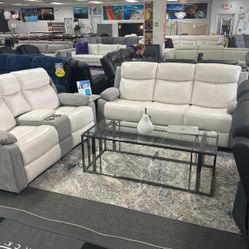Two Tone Reclining Sofa&Loveseat On Sale $899