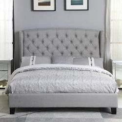 Brand New Gray Queen Size Platform Bed Frame