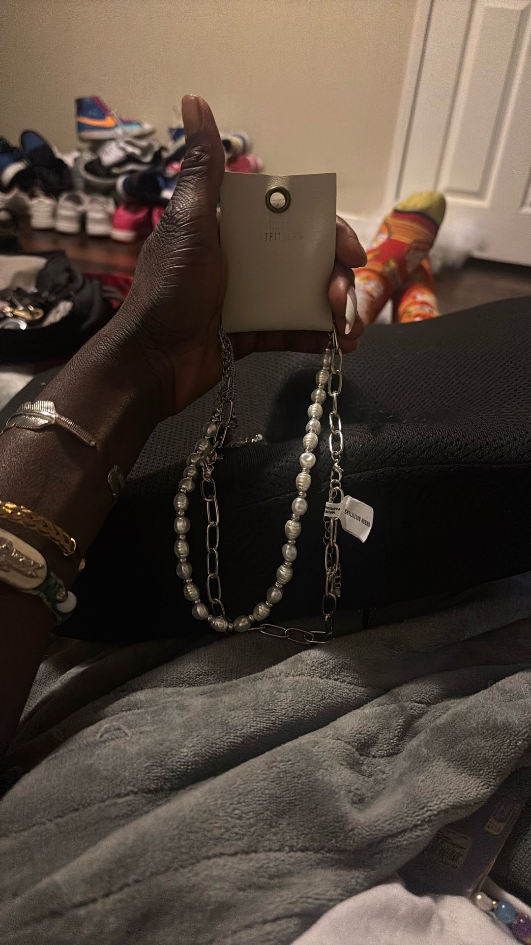Pearl Silver Chain Heart Necklace