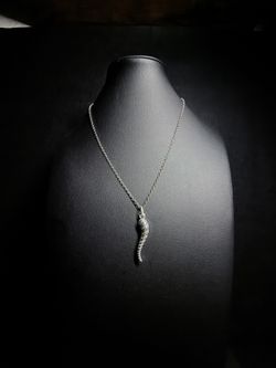 ✨ 925 Sterling Silver Italian Horn Pendant & Necklace 18”✨