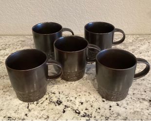 Starbucks 2013 Hammered Ceramic Mugs Set of 5 Matching Coffee Tea Cup Mug