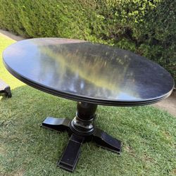 Round Dark Brown Solid Wood Dinner Table