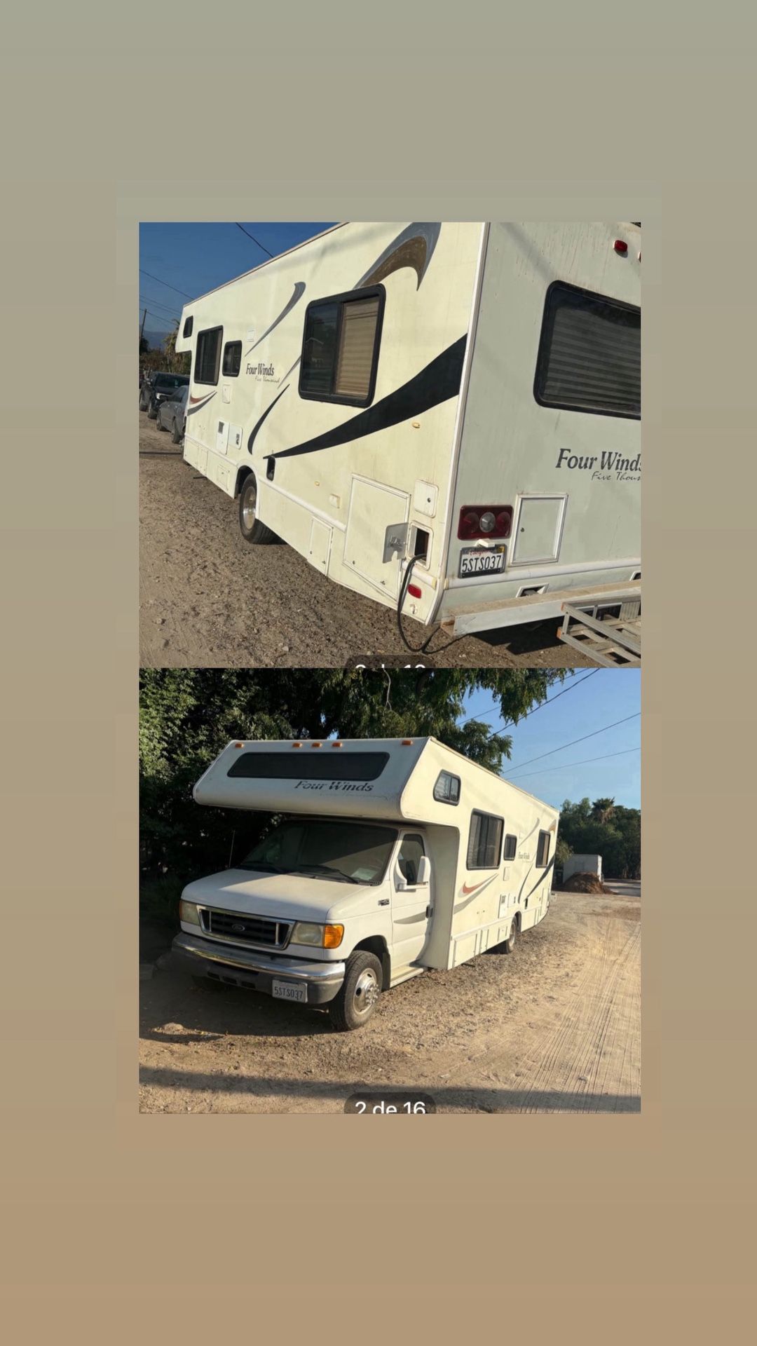 RV has working refrigerator, lights, and toilet