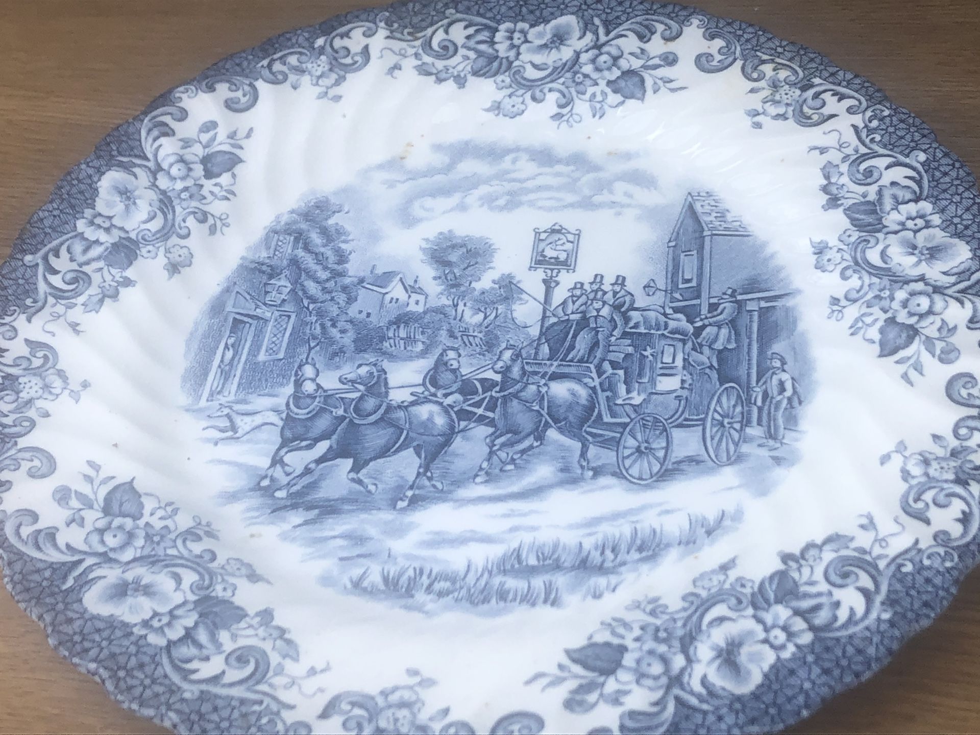 Vintage Johnson Brothers (Hanley) made I. England coach scenes ironstone