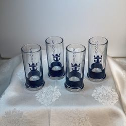 Set Of 4 Vintage Navy Blue Royal Caribbean Cordial Glasses