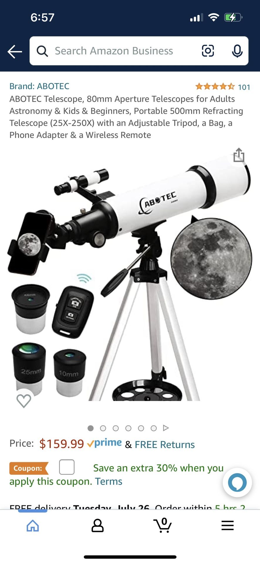 ABOTEC Telescope, for Adults Astronomy & Kids & Beginners, Portable 500mm Refracting Telescope