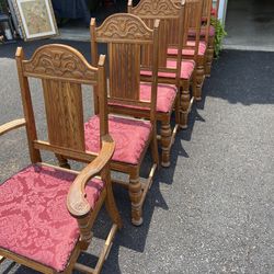 6 Jacobean Style, Oak Dining Chairs