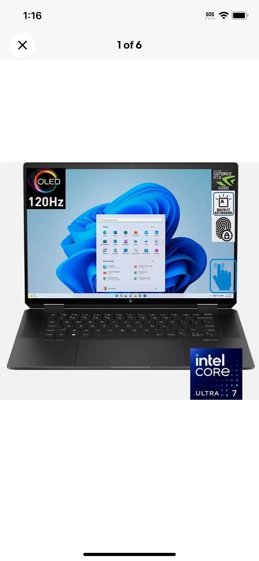 HP Spectre x360 16-aa0023dx 16" OLED Touch Ultra 7-155H RTX 4050 32GB 1TB W11H