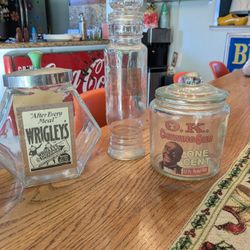 Antique Vintage Set Of Three General Store Candy/ Apothecary Jars