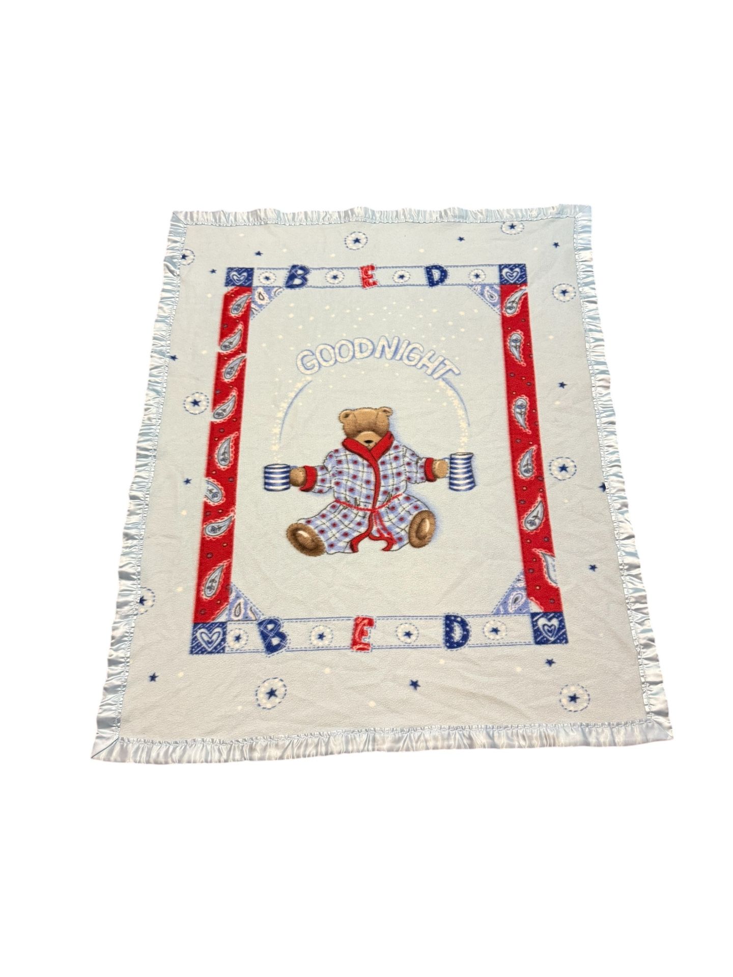Goodnight Bed Teddy Bear Throw Blanket