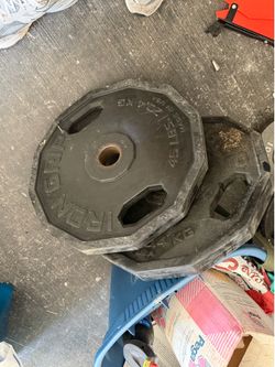 45 lbs iron grip plates set and 10 lbs standard plate