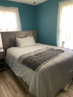 Queen size bed frame and headboard  (with or without mattress)