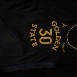 Jordan Adult Golden State Warriors Stephen Curry #30 Black Swingman Statement Jersey