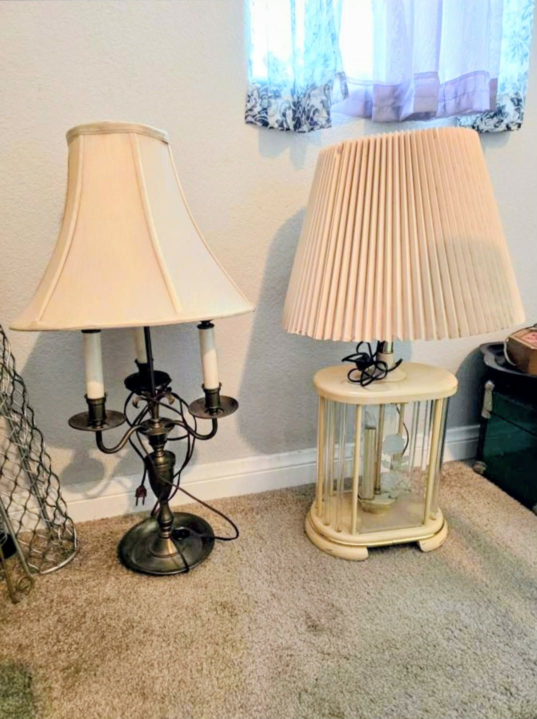 Cottage core Antique 3 arm brass or vintage lucite table lamp